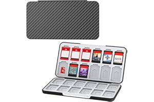 HEIYING Étui pour Carte de Jeu pour Nintendo Switch 2/Switch OLED&Lite,Étui pour Carte Mémoire en Fibre de Carbone avec 24 Emplacements pour Cartes de Jeu et 24 Emplacements pour Cartes Micro SD