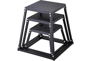 VEVOR 3-teilige Plyometrische Sprungboxen, 305/458/609 mm Plyometric Box Schwarz, Rutschfestes Fitness-Übungs-Step-Up-Box-Set für Heim-Fitness-Training, Konditions-Krafttraining, Jump Training Tragbar