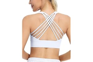 icyzone Biustonosze sportowe dla kobiet - odzież sportowa z paskami wyściełany trening joga topy biustonosz