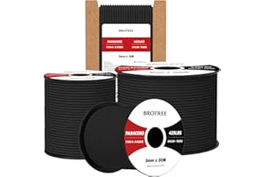 Brotree 3mm Paracord 425 100% Nylon 30M Rope 3 Strands Type II Parachute Cord for Outdoor, Craft, DIY - 192kg Breaking Load (Black)