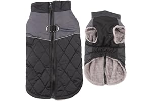 JoyDaog Ciepła kurtka polarowa dla małych psów, D-ringi, wodoodporna kurtka dla szczeniaka na mroźną zimę, czarna, rozmiar S