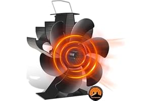HABOWN Ventilatore per Stufa con 6 Pale, Ventilatore per Caminetto Senza Elettricità con Termometro, non è Richiesta Alimentazione Elettrica, Risparmio Energetico, Silenzioso, Circolazione Dell'aria Calda