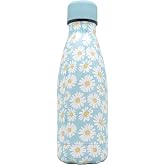 Nerthus FIH 762 Insulated Water Bottle Stainless Steel 350 ml Double Walled Daisy Design for Sports and Work