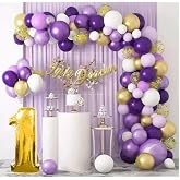 Bkmc 60 Adet pullu balon 1 Yaş Macaron Mor Balon Zinciri Seti G&ouml;lge Mor Altın Balon Dekorasyon bmcNM773