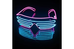 SOUTHSKY LED Glasses Shutter Type EL Wire Glow Light Up 2 colors 4 Modes For for Halloween Costume Cosplay Party
