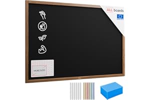 ALLboards Lavagna Nera da Gesso Con Cornice in Legno 150x100cm, Scrivibile Con Gessetti e Pennarelli, Per Bar, Ristoranti, Menu - Da Parete e Muro