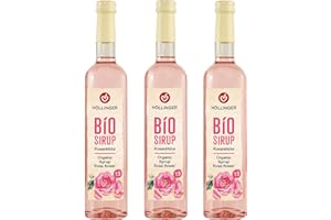 Höllinger Sirop de fleur de rose biologique, végétalien, bouteille en verre de 3x500 ml, saveur florale