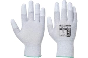 Portwest A198 Antystatyczna Rękawica Ochronna z PU na Końcówkach Palców Szara, XL