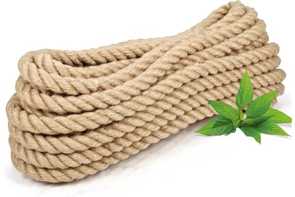 Abio Corde en jute 6 mm 5 m - Corde en chanvre - Corde en jute - Décoration pour jardin, corde de jute - Corde de jute - Corde de jute - Corde de navire - Corde en paquet - 5 m - 6 mm