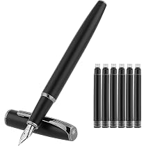 Lot De 6 Stylos Plume Jetables TIESOME - Pointe Fine 0.5mm, Encre Noire Pour École Et Bureau