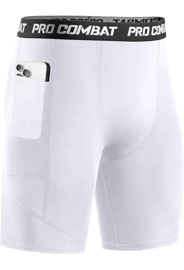 Niksa Korte compressiebroek voor heren met binnenbroek en zakken voor mobiele telefoon, strak, droog en ademend, geschikt voor fietsen, yoga, boksen en hardlopen, pak van 1 of 3 korte sportbroeken, S