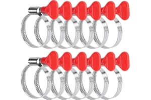 ilauke 12 Stück Schlauchschellen Set, 25-40mm Einstellbare Schlauch Clips Rohrschellen, Edelstahl Schlauchschelle Schlauchklemme mit Griff, für Pool Waschmaschine Wasserrohr Gasrohr Garten Auto Kfz