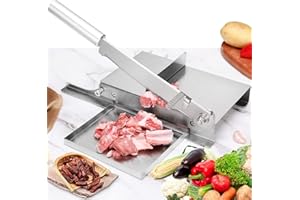 Moongiantgo Trancheuse à Viande Manuelle Coupe-viande en Acier Inoxydable Trancheuse de Nourriture avec Balance Amovible pour Salami Jambon Bacon Légumes Charcuterie Ginseng Et Poisson (KD0270)