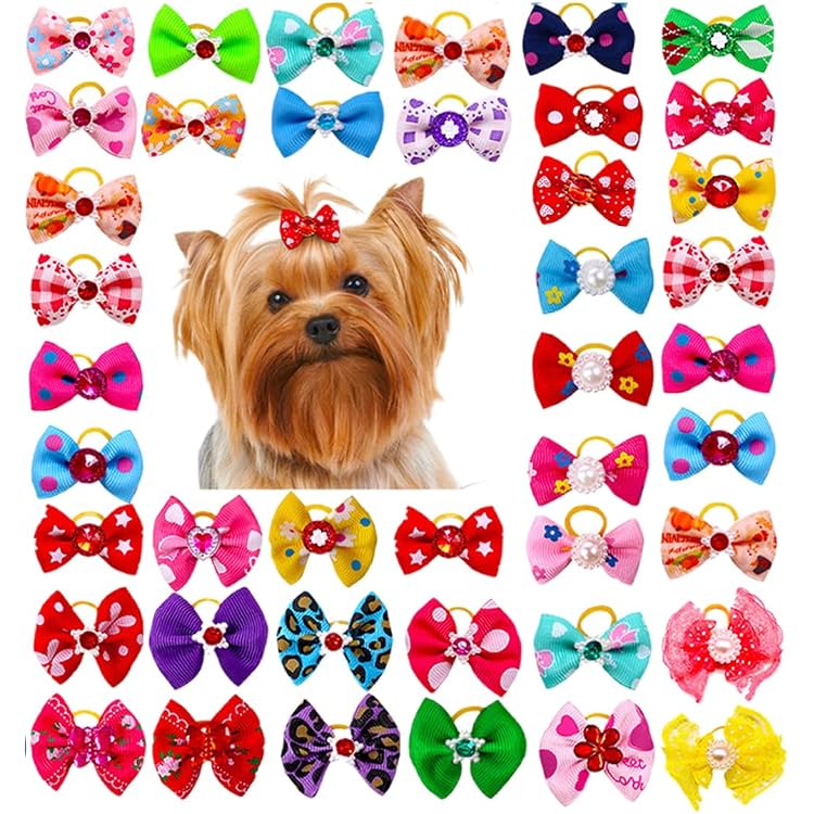 15 Nœuds élastiques Pour Chiens Et Chats - Accessoires Toilettage Mignons, Motifs Variés, Pour Vacances Et Quotidien