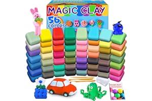 ESSENSON Modelliermasse-Set - 56 Farben Lufttrocknende magische Knete für Kinder, Geschenk für Jungen und Mädchen im Alter von 3-12 Jahren