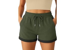 Smith & Solo Short Sport Femme en Coton, Pantalon Court pour Femme, Short Femme ete, Taille Haute, avec Poches, pour Le Jogging, Le Yoga et Le Fitness