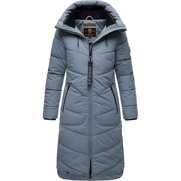 MARIKOO Dames winterjas (XS-6XL) - gewatteerd, afneembare capuchon, 6 zakken, geribbelde kraag - N079, 5XL