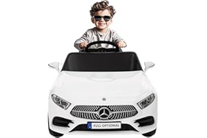 BabyCar Mercedes CLS 350 AMG | Macchina Elettrica per Bambini 12V con 2 Motori 25W | Auto Elettrica Per Bambini Telecomandata, Sedile in Pelle, Porte Apribili, MP3/USB | Licenza Ufficiale | Bianca
