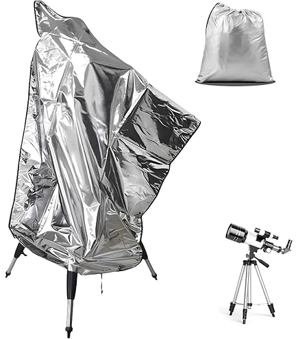 Telescoophoes, buiten Regen Zonwerend Stofdicht Astronomische telescopen Mantelhoezen 420D Oxford-stof Grote gemonteerde telescoopkaptas met verstelbaar trekkoord, zilver, 150 * 85CM