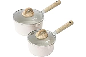 CAROTE Rondel z pokrywką, nieprzywierający garnek do sosów indukcyjnych, gazowych i elektrycznych, mały garnek do gotowania z wylewką (18/20 cm, 2 szt.)