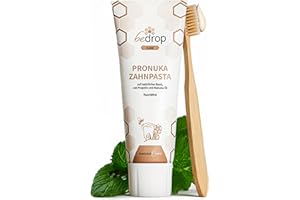 ‎BEDROP bedrop Pronuka Toothpaste with Propolis & Manuka Oil Fluoride-Free, Natural, No Microplastics & No Titanium Dioxide, Natural Toothpaste with Lemon-Mint Flavour (75 ml)