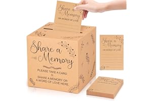Hxezoc Share a Memory Cards for Collections, Kraft Memory Cards Box for Funeral, Graduation, Baby Showers, Anniversary, Birthday Party Supplies