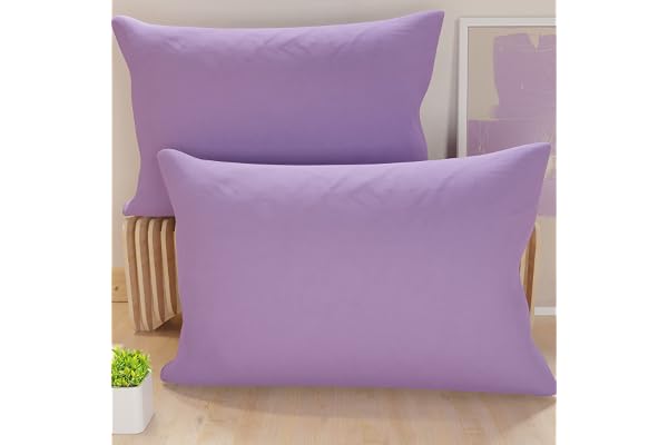 PETTI Hantverkare Italienska - Par örngott Sängkuddar, örngott enfärgad lila, 100% Microfiber allergisk, 100% Made in Italy