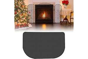 KUWUNG Alfombra Ignífuga para Chimenea, Alfombras Ignífugas Semicircular para Chimeneas, 2 Capas Tapete de Fibra de Vidrio Resistente Al Fuego, para Chimenea y Chimenea (50×80 cm)