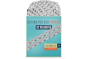 Alphatrail Catena per Bicicletta Parker 12 Velocità 126 Maglie I Compatibile con Shimano, SRAM, KMC, Connex, Campagnolo I Incl. Sgancio Rapido Catena