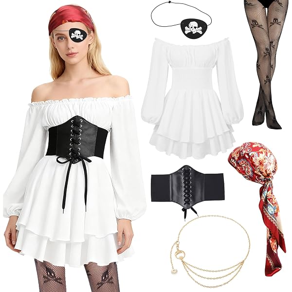 Disfraz Pirata Mujer Completo Con Accesorios – Ideal Para Carnaval Y Fiestas Temáticas