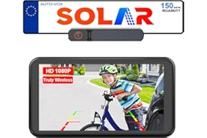 AUTO-VOX Solar Wireless Reversing Camera 5" 1080P Monitor: 5000mAh Battery 2 Mins DIY Installation & 2 Split Screen Reverse Cameras Kit, IP69K Waterproof Reversing Camera for Car Van SUV Truck Trailer