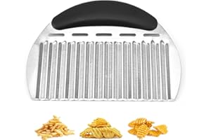 iTauyees Cortador Ondulado, Cortador de Arrugas, Cortador de Patatas de Acero Inoxidable para Patatas, Zanahorias, Fruta, Verdura (Nero)