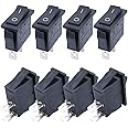 Taiss/8Pcs Black Rocker Toggle Switch On/Off SPST 2 Pin 2 Position KCD3 Snap AC 250V/16A, 125V/20A KCD3-101-BK