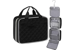 ANPTER Trousse de Toilette Voyage Femme et Homme,Grande Capacité Sac de Toilette Makeup Trousse de Maquillage Sac Cosmétique Organisateur avec Crochet (Noir Trousse de Toilette de Voyage, Moyen)