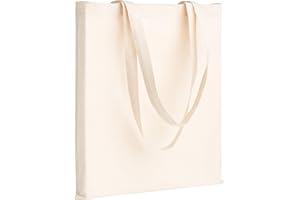 POLHIM 6 paquetes de 38 x 42 cm bolsa de algodón reutilizable para la compra de comestibles, bolsas naturales, lona, adecuado para bricolaje, publicidad, promoción, regalo con cordón, actividades