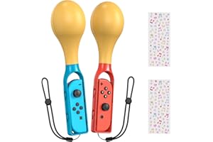 FASTSNAIL Sand Hammer Hand Grip for Nintendo Switch/Switch OLED, Game Controller Handle Grips with Wrist Straps and 2 Stickers for Switch Joycon, Samba de Amigo Sport Game Accessories