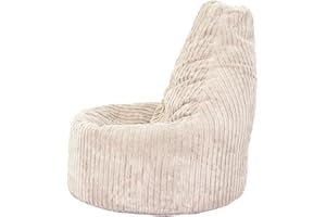 HH Home Hut Beanbag Chair Adult Jumbo Cord Seat Corduroy Fabric Indoor Gaming Chair Bean Bag Bedroom POD Bag High Back Ergonomic Design for Body Support Large Lounge Boho Decor Living Room Gamer