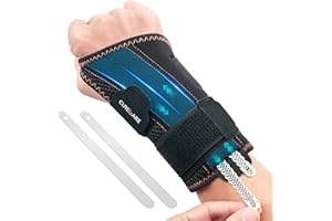CURECARE Tutore Polso 2 in 1, Nuova Polsiera Ortopedica Aggiornata con 2 Piastre e Molle in Acciaio Sostituibili, Tutore Polso Tendinite Regolabile per Tunnel Carpale, Artrite (S/M, Destra)