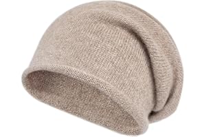 Villand 100% Cashmere Slouchy Beanie Hat for Women, Knitted Ladies Soft Warm Cashmere Skull Beanies Cap
