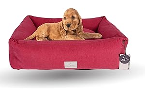 Ligo Buddy Elegance - Cuccia per cani Lettino per cane realizzata in Italia. Cuscino materasso per Cane cuccetta completamente sfoderabile e lavabile in lavatrice. (S/M: 70 X 65 cm, ROSSO ELEGANCE)