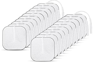 SEIUDKTY 20 Electrodos Pads de 4x4 cm, electrodos para tens Reutilizables y Autoadhesivos, Electrodos para Electroestimulador con Conector botón 3,5mm, Hombres y Mujeres
