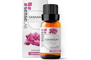 SenseLAB Aceite Esencial de Geranio - Aceite de Geranio Natural 100% Puro de Grado Terapéutico para Difusor de Aromaterapia y Humidificador - Aceite para el Cuidado de la Piel - Relajante (10 ml)