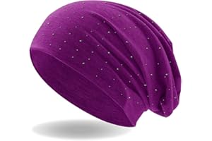Hatstar Damen Beanie Mütze | mit edler Nieten Applikation | Mädchen Mütze | elastisches Slouch Long Beanie | leicht und weich