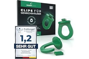 RASENWERK® - 50 Clips innovants pour Serre avec Encoche - Supports Robustes pour Plantes - Accessoires pour Serre - Compatibles avec Les Marques Zelsius, Palram, Deuba, etc. - Made in Germany