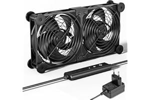 upHere Gaming Ventiladores 12V, 120mm, 5 Velocidades Ajustables, Con Regulador, Doble Rodamiento de Bolas, Para PC/Xbox/Playstation/TV Box, 2 Unidades (U2DC2-1)