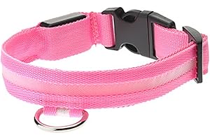 NEO+ Obroża USB dla psa LED wielokrotnego ładowania (mała - S, różowa)