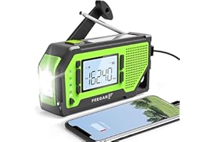 ‎FEEGAR F Radio z korbą Feegar Oze Pro na wypadek sytuacji awaryjnych, radio pogodowe AM/FM przenośne, survivalowe z latarką LED, powerbank 2000mAh, alarm SOS, USB, jack 3.5mm, otwieracz do butelek