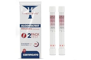 TRENTEVO 2X Alcol Test USA e Getta Certificato Portatile e Affidabile - Etilometro Monouso Tascabile - Test Alcolemico Fai da Te