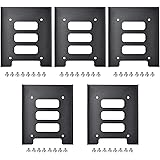 TRIXES Pack of 5 Black Metal Internal Mounting Kits for 2.5 Inch SSD Laptop Drives & 3.5 Inch Hard Disk Drives - Brackets for