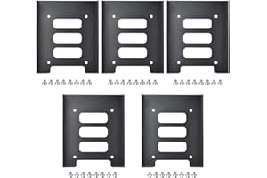 TRIXES Pack of 5 Black Metal Internal Mounting Kits for 2.5 Inch SSD Laptop Drives & 3.5 Inch Hard Disk Drives - Brackets for Hard Drive - High Performance Mounting Replacements for Hard Drives